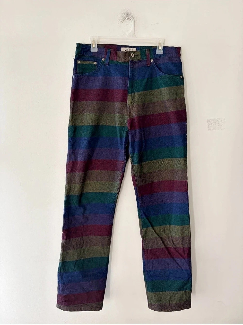 Naked & Famous Classic Friendship Denim Horizontal Stripe Jeans Blue & Green 32